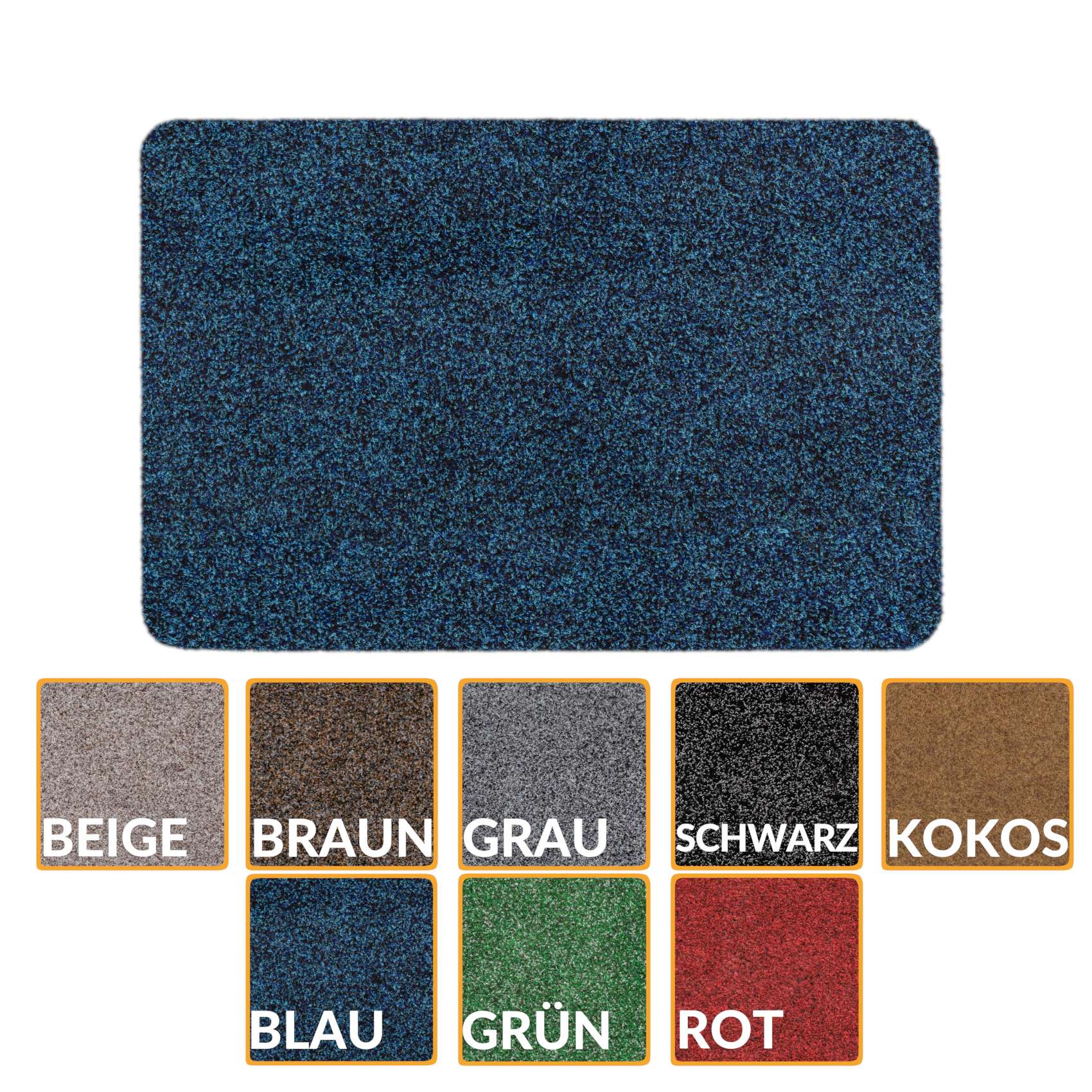 Fußmatte Schmutzfangmatte Fußabtreter POET Uni Mehrfarbig Blau 40x60cm