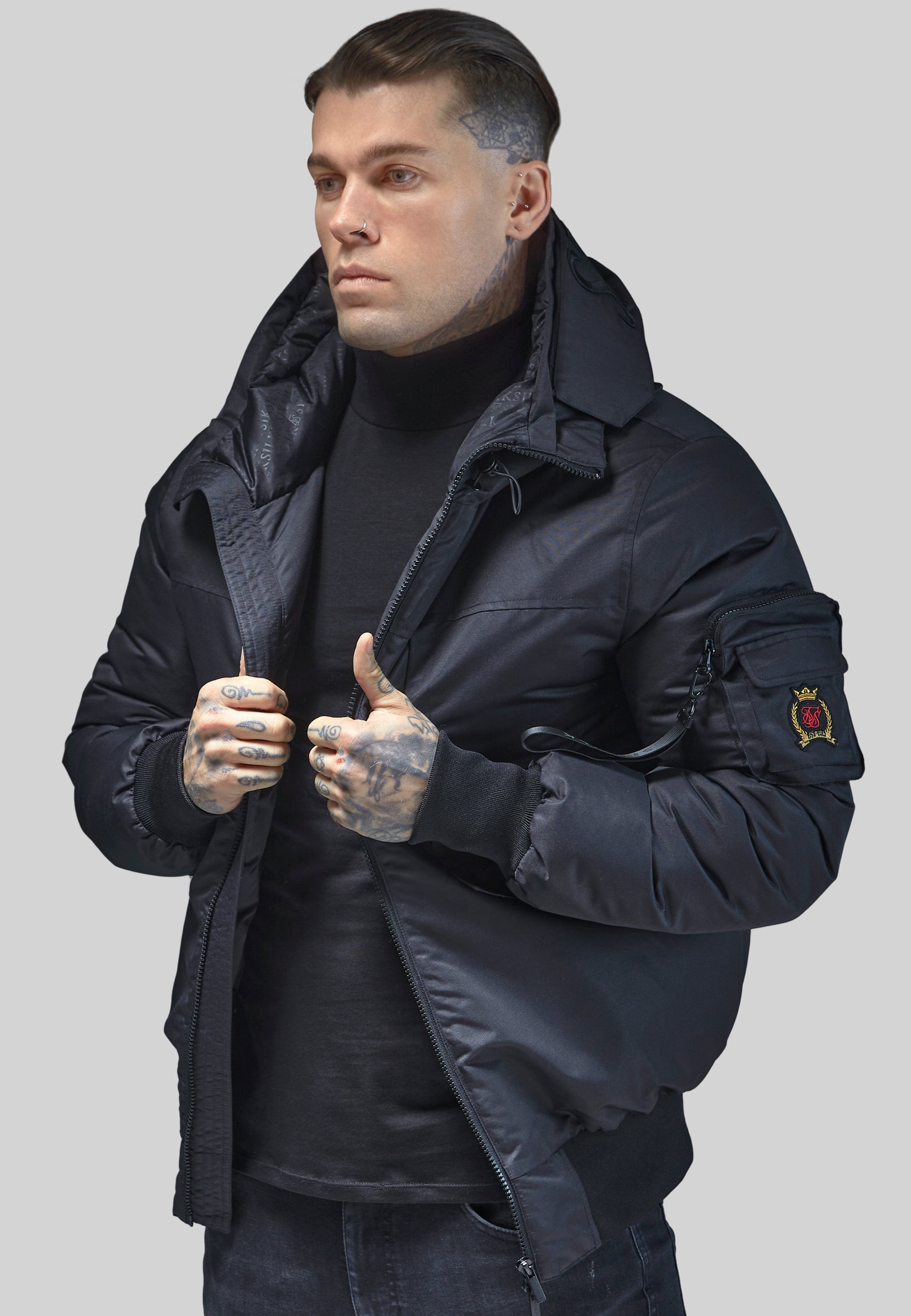 SikSilk Herrenschwarze Bomberjacke XXL