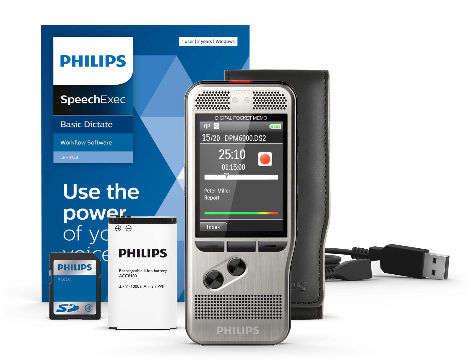 PHILIPS PocketMemo DPM6000 digitales Diktiergerät 4 GB