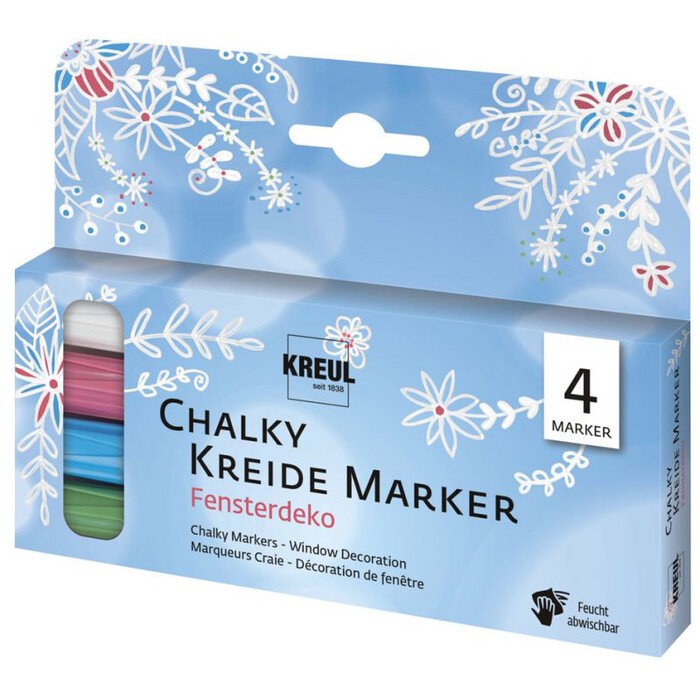 KREUL Chalky Kreidemarker-Set Fensterdeko 4 Stück mehrere Farben