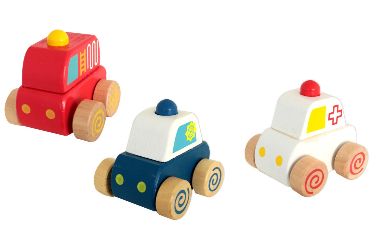 Eichhorn Holzspielzeug 3 Greifautos ab 12 Monaten Holz Auto