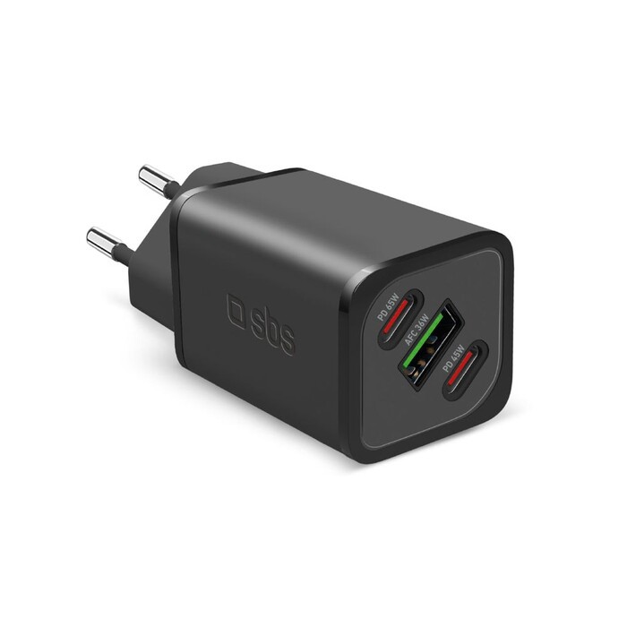 SBS GaN-Ladegerät 65Watt 2 x USB-C und 1 x USB-A