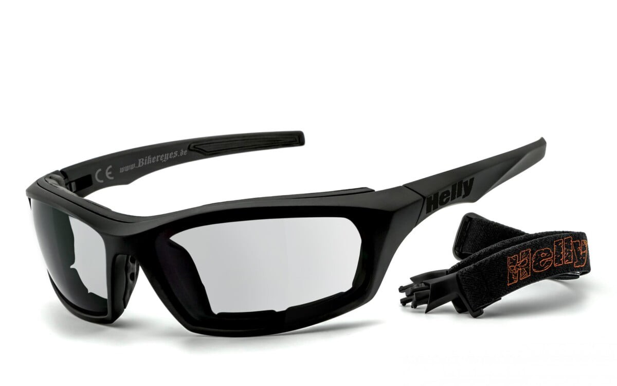 HELLY - No.1 Bikereyes | Motorradbrille, Motorrad-Sonnenbrille, Bikerbrille, winddicht, gepolstert | SEHSTÄRKE möglich | i-stealth (phototrope Gläser)