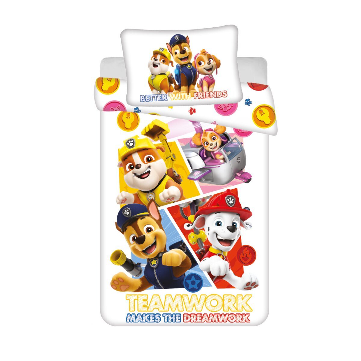 Paw Patrol Teamwork Kinder-Bettwäsche 100x135 & 40x60 cm