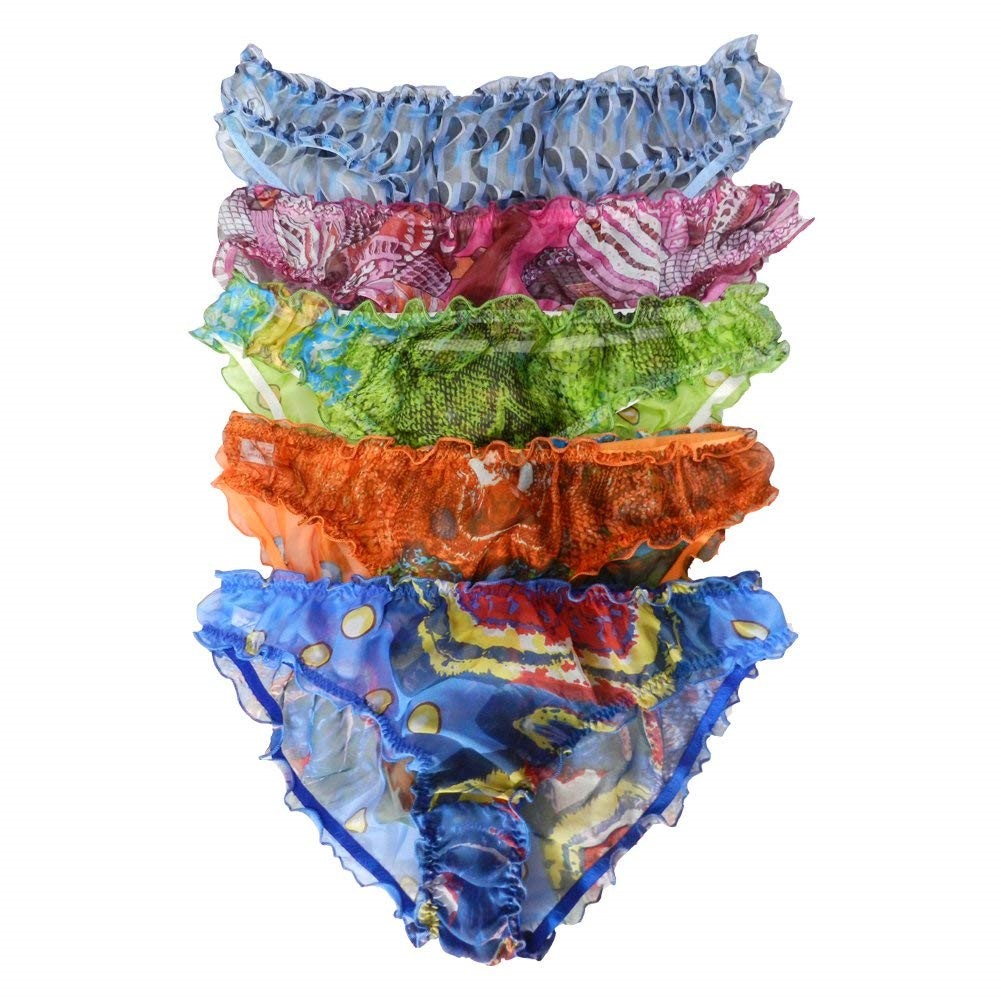 5pcs Femme 100% Soie String Bikini Culotte Floral Multicolore