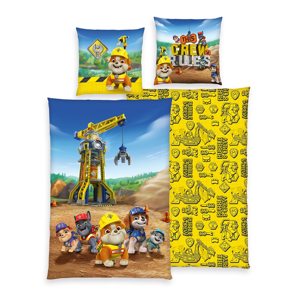 Rubble & Crew Bettwäsche-Set 'Helden auf der Baustelle' – 135x200, 140x200 oder 160x210 cm, Renforcé