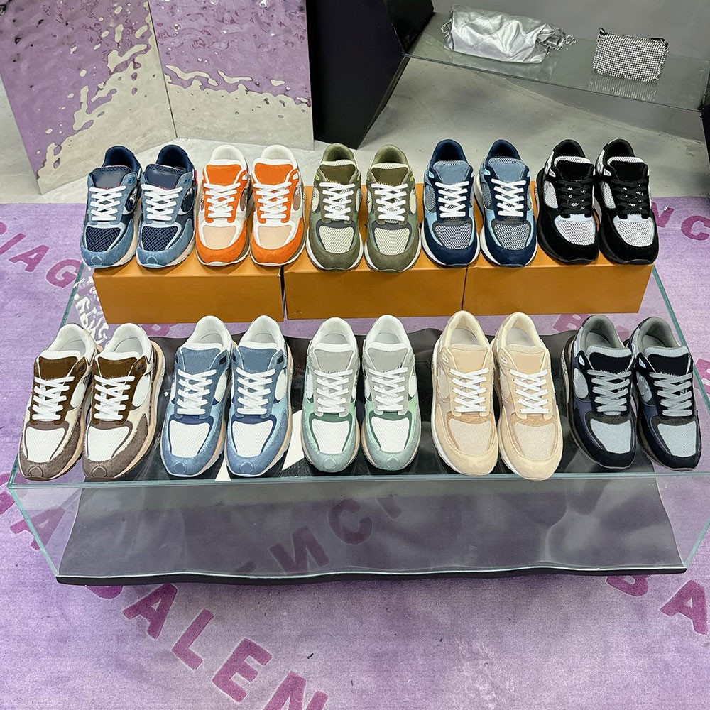 Run Away Sneaker mens designer sneakers Casual Platform Blue Denim Mesh Sneakers signature side Retro fashion run away running shoes Anti slip so