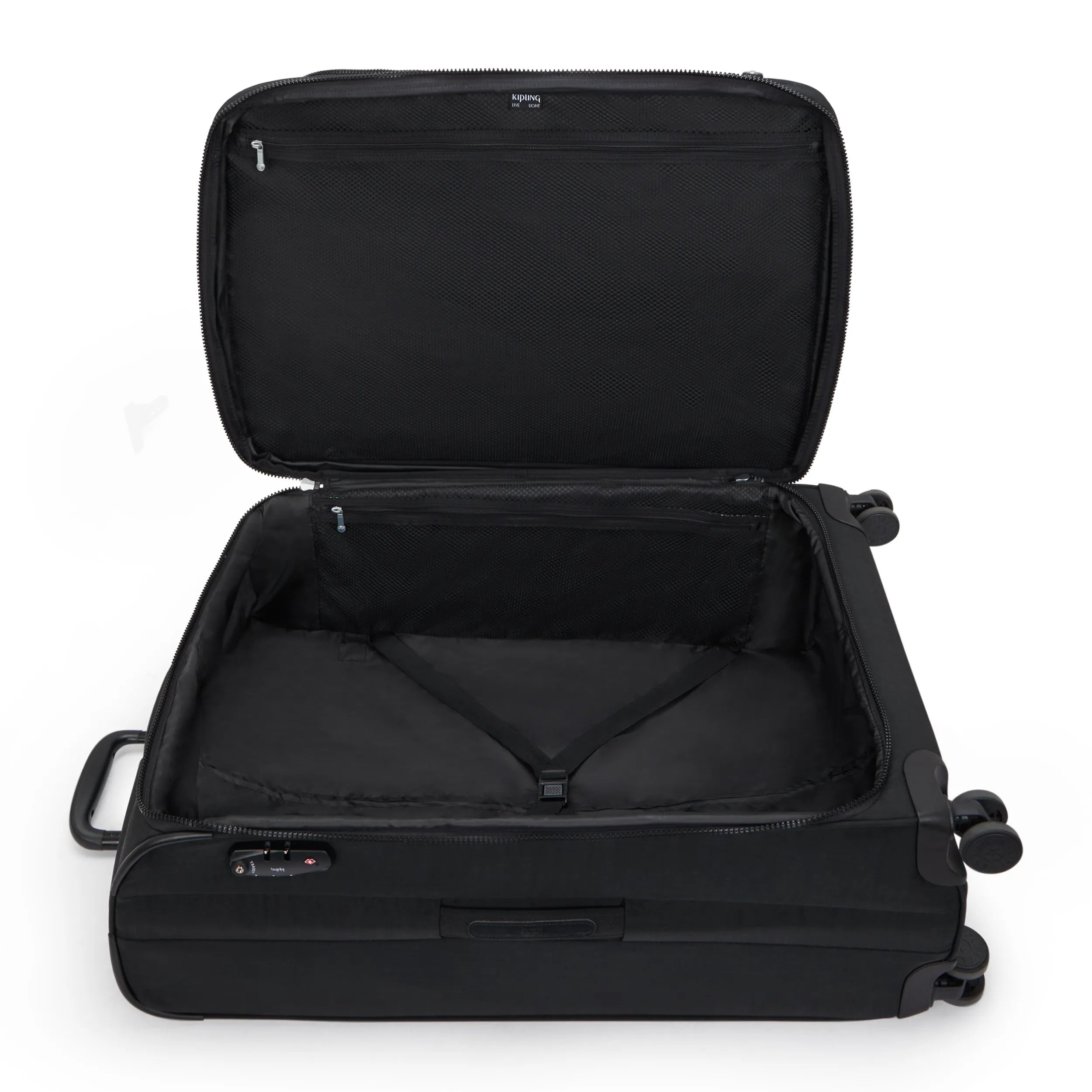Kipling Großer, Erweiterbarer Reisekoffer Auf Rollen Mit Ausziehbarem Trolley-griff Schwarz 100% Polyamide