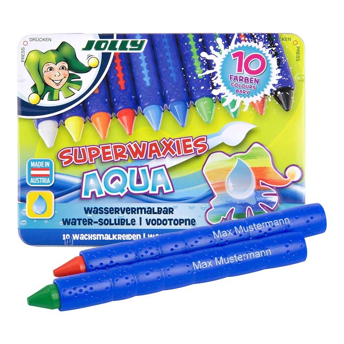 JOLLY Wachsmalkreiden Superwaxies aquarell 10 Stück personalisierbar mehrfarbig