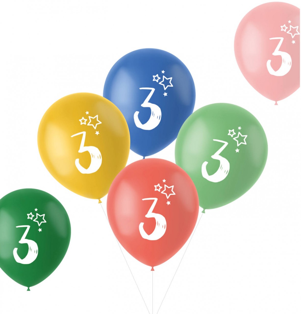 6 Gleeful 3rd Birthday Luftballon 33cm