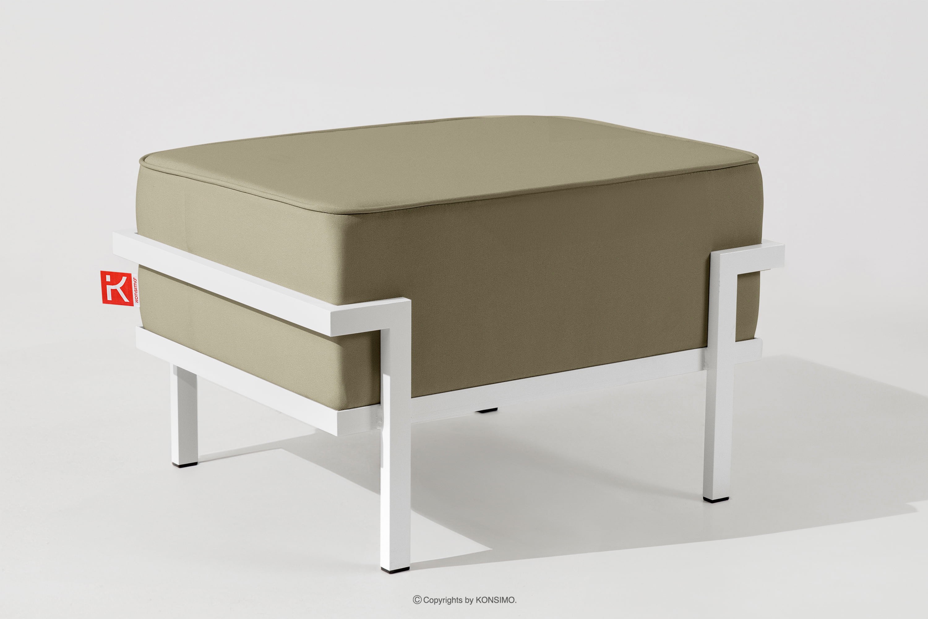 Garten-Sitzhocker mit Metallbeinen weiß/beige TRIGLO