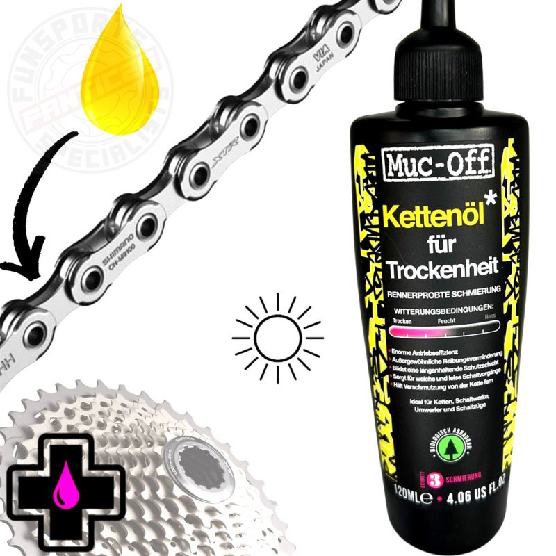 Muc-Off Fahrrad Kettenöl Trockenschmierstoff Dry Lube 120ml Fahrrad Öl Pflege Kette