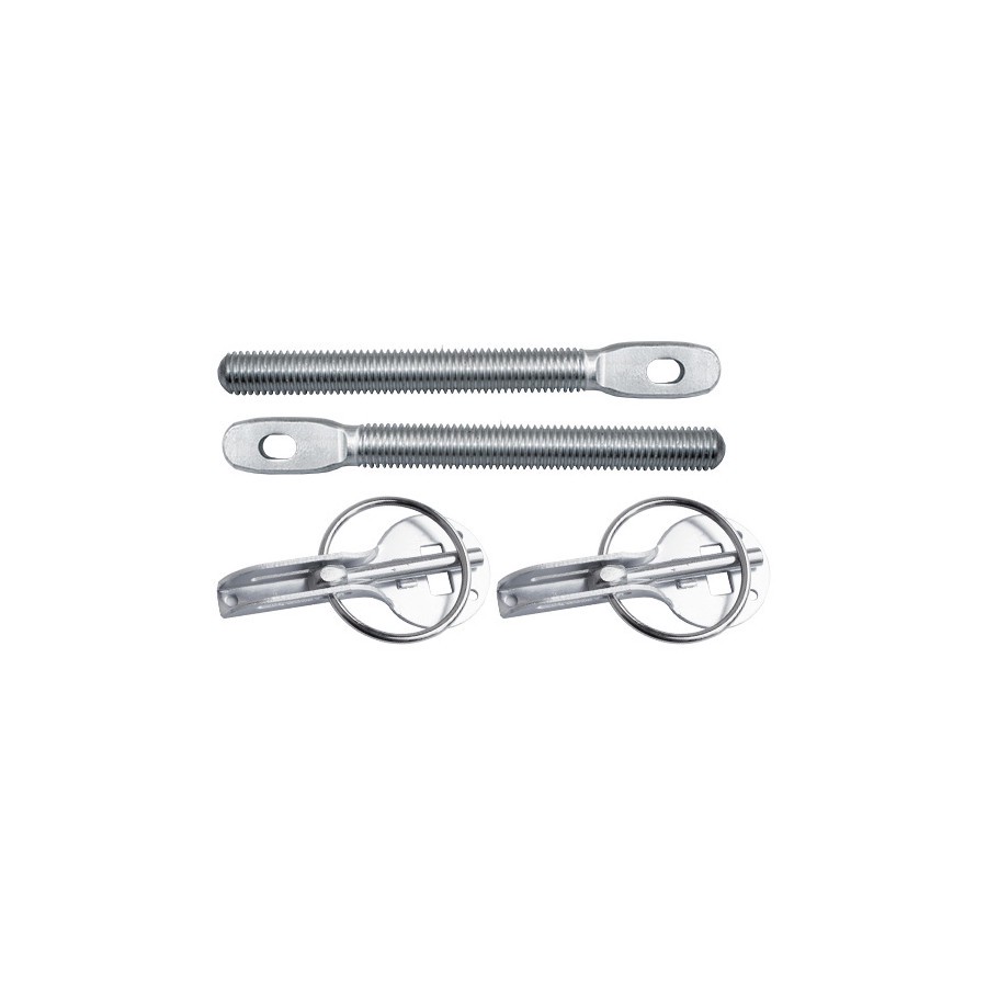 Simoni Racing Set - Crochets et broches universelles pour capot moteur - Acier inoxydable - Détache rapide - Type 2