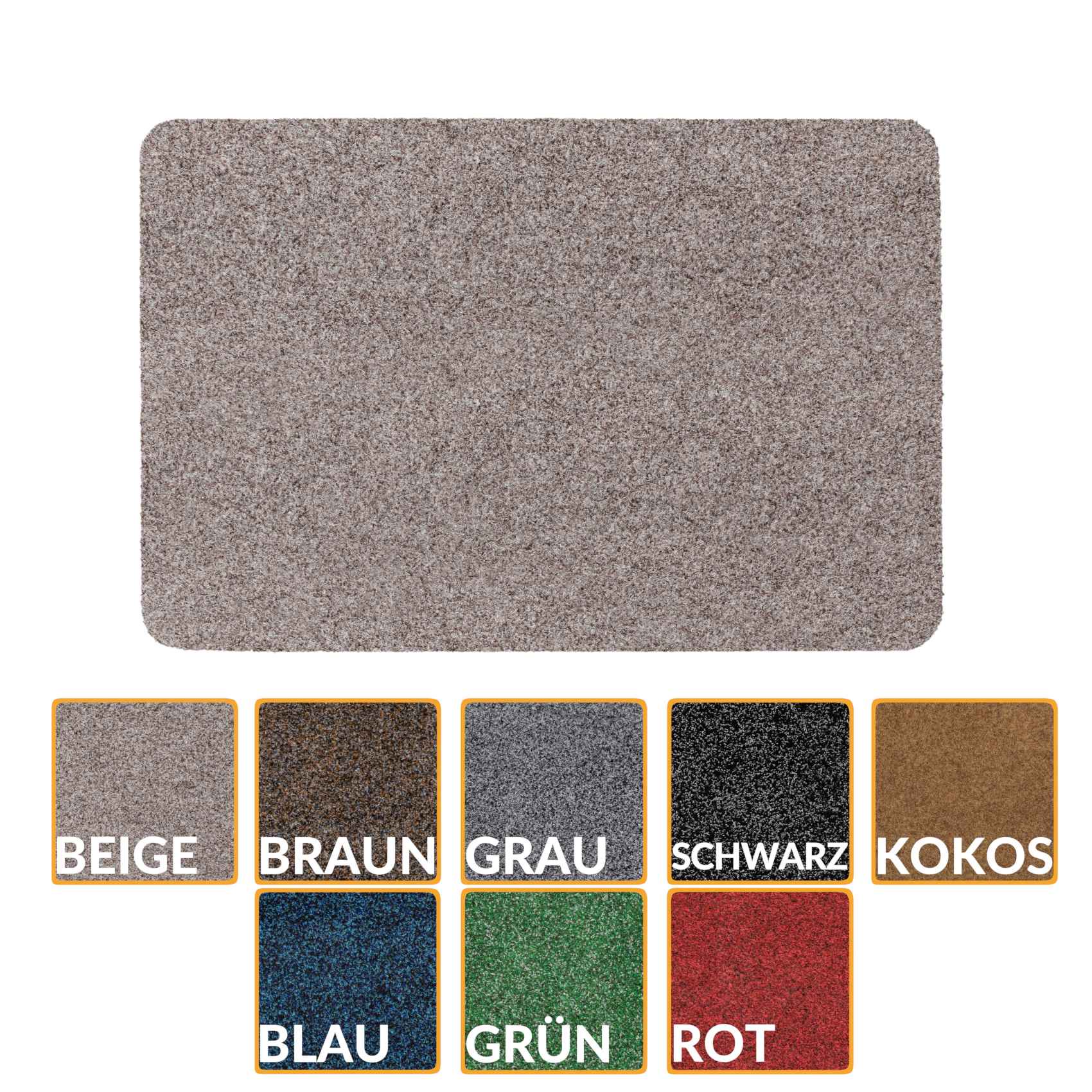 Fußmatte Schmutzfangmatte Fußabtreter POET Uni Mehrfarbig Hellbraun 40x60cm