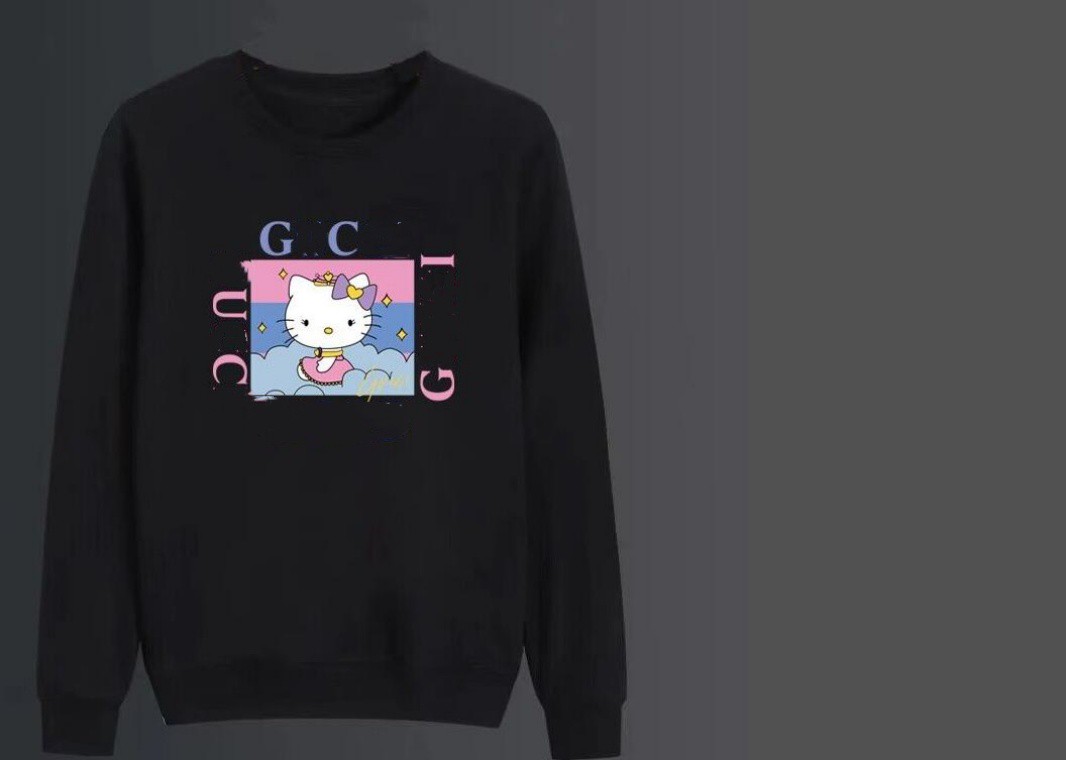 2025Men's and women's hoodies in autumn and winter, plush, thickened and loose, oversized round neck long sleeved T-shirt, couple jacke