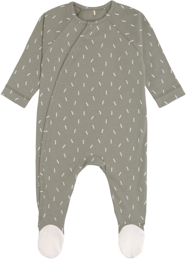 Lässig Pyjama GOTS mit Fuß 62/68 Speckles olive