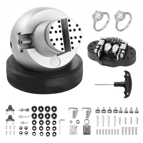 VEVOR Kugelschraubstock, 5-Zoll-Gravur-Einstellwerkzeug, 360° drehbarer Gravurblock-Schraubstock, 69-teiliger Aufsatz, Schmuck-Gravurblock-Werkzeuge, Standardblock für Edelsteineinlagen und kleine Gra
