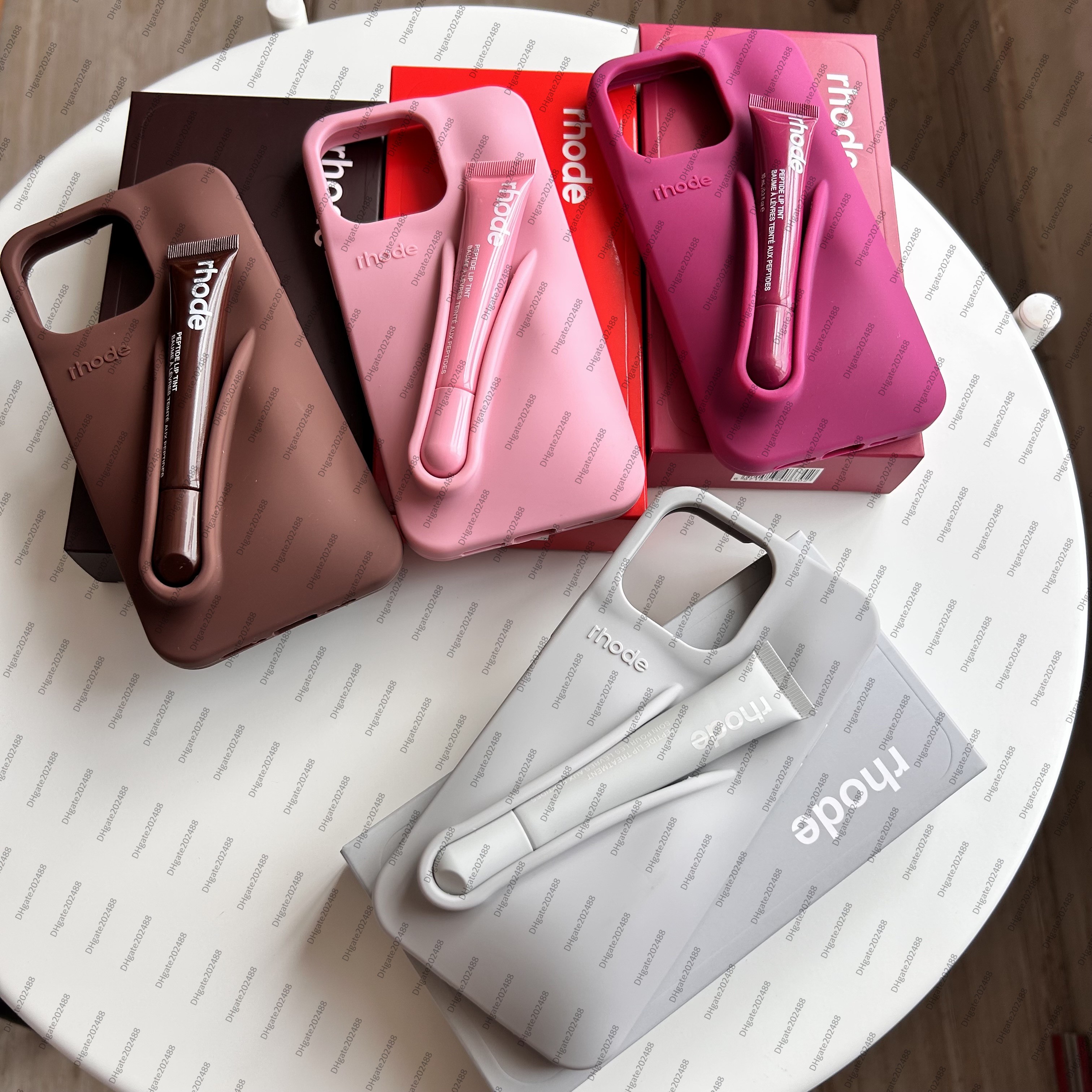 Rhode phone case Solid Color Rhode Soft Silicone Case For iPhone 16 pro max 15 14 PIus 11 13 12 Pro Max Can Be Installed With Lipstick Back Cover