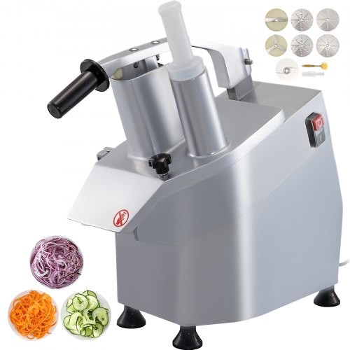 BuoQu Gemüseschneider elektrisch 550W Gemüseschneidemaschine mit 6 Schneidscheiben effizienter Motor Aufschnittmaschine für Gemüse Obst oder Käse kommerziell