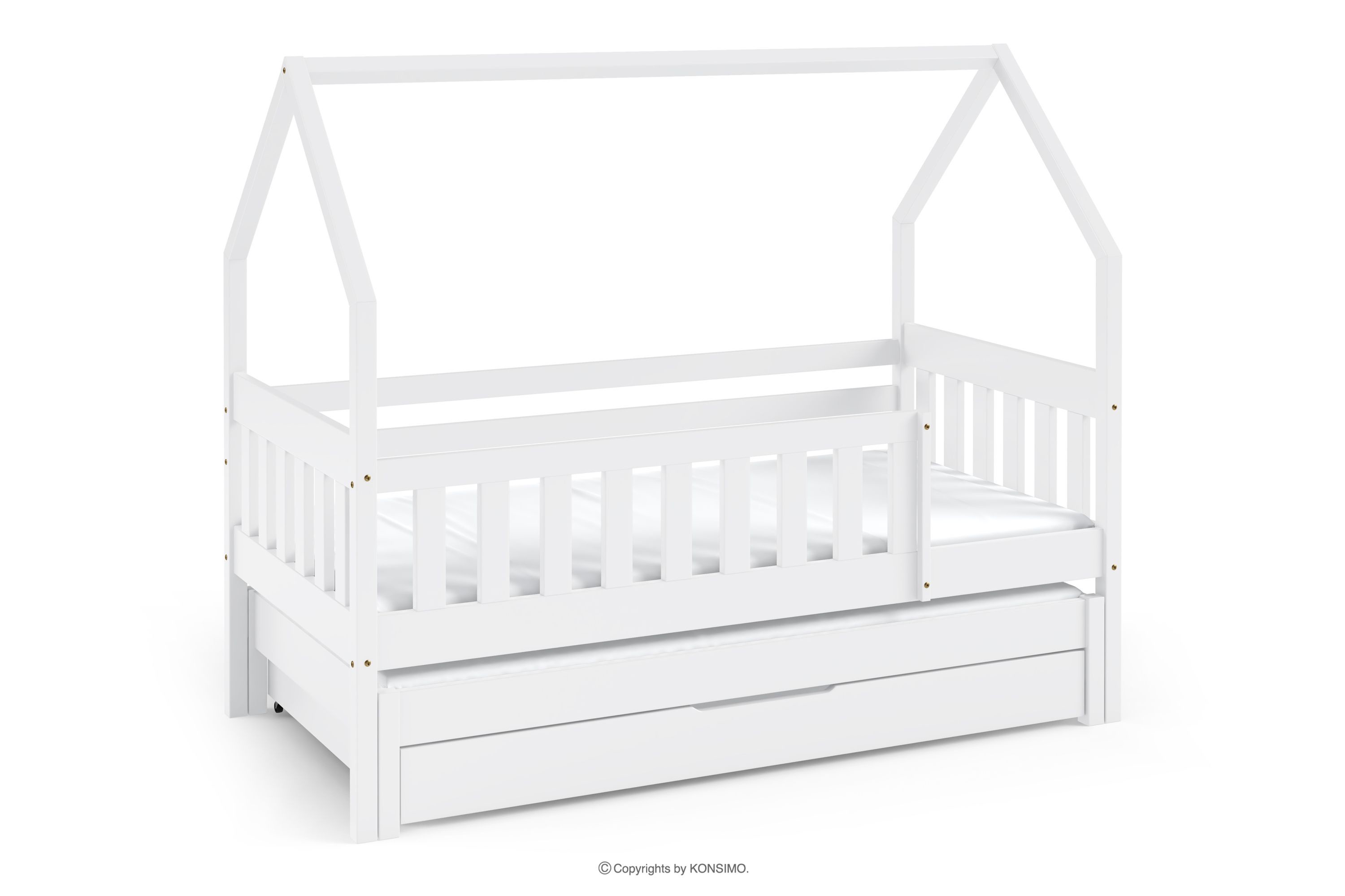 Häuschenbett mit Schublade und Matratze für Kinderzimmer weiß LUMBE