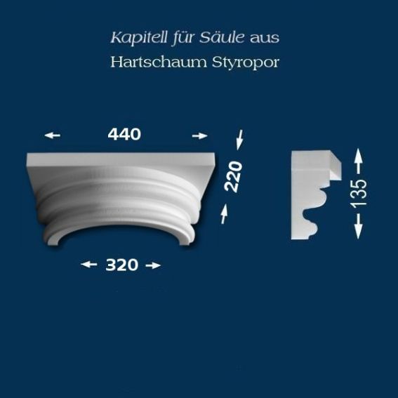 Wiesemann | Säulenkapitell SK20-1" | Polystyrol | 440 x 320 mm | Dekosäule | Zierelement Stucksäule 