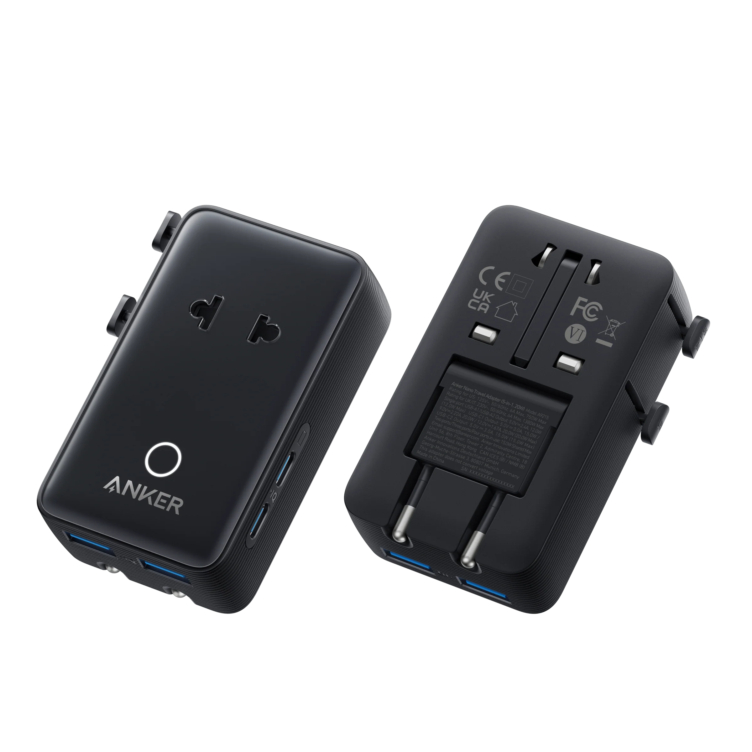 Anker Nano Reiseadapter (5-in-1, 20W) Schwarz