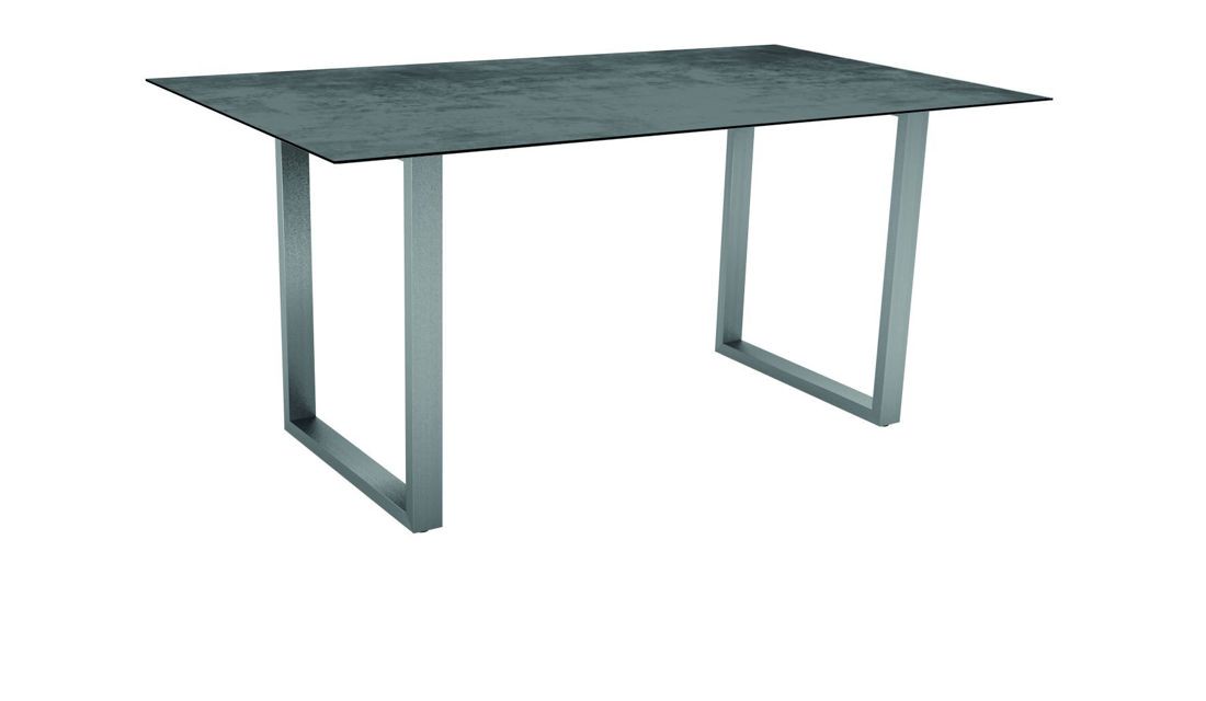 Stern Kufentisch 160x90 cm - Silverstar Zement hell Edelstahl