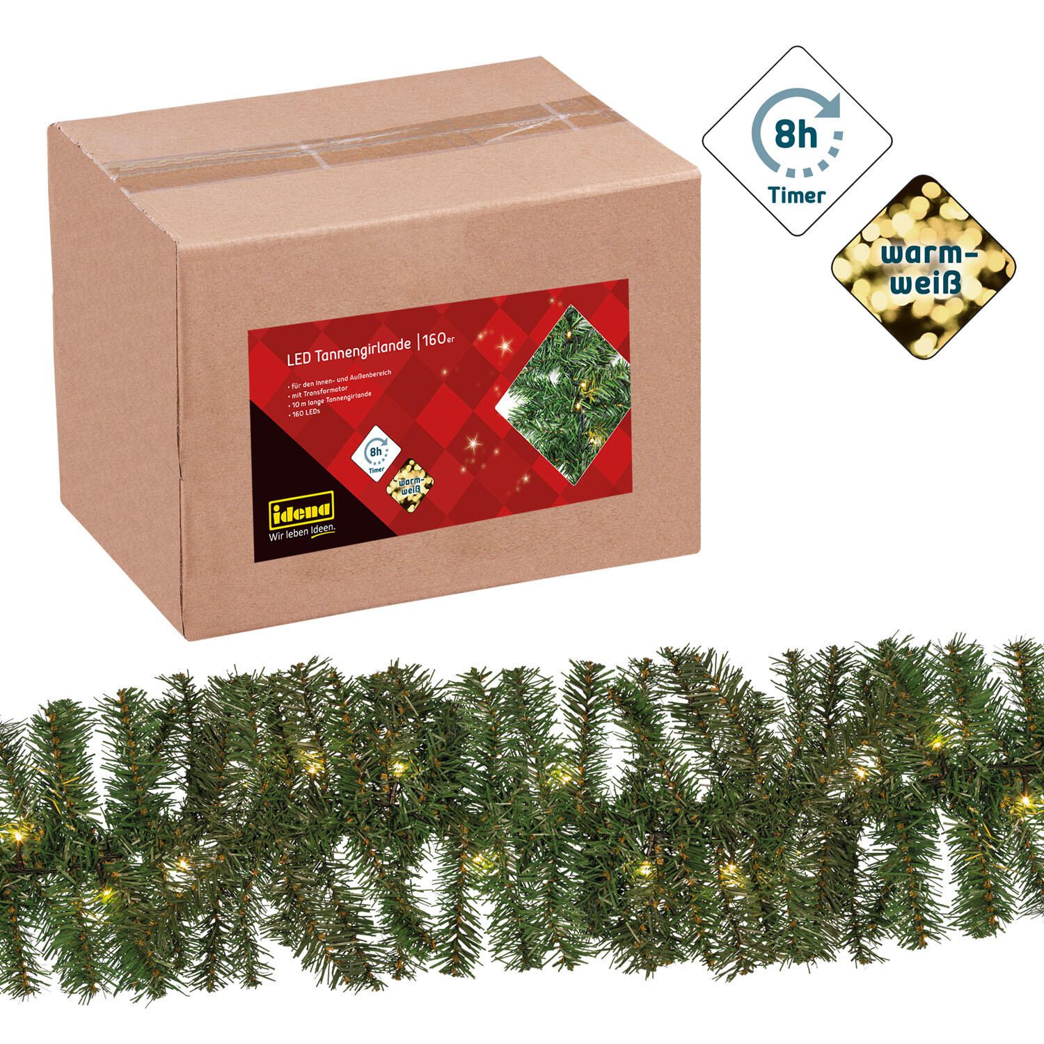 Idena Lichterkette 10 m dunkelgrün