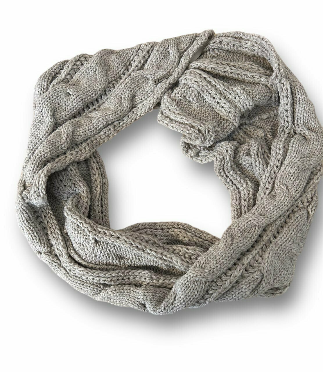 Loop Schal » Winter Damenschal » Strickschal » Damen Schal mit Strickmuster - Beige