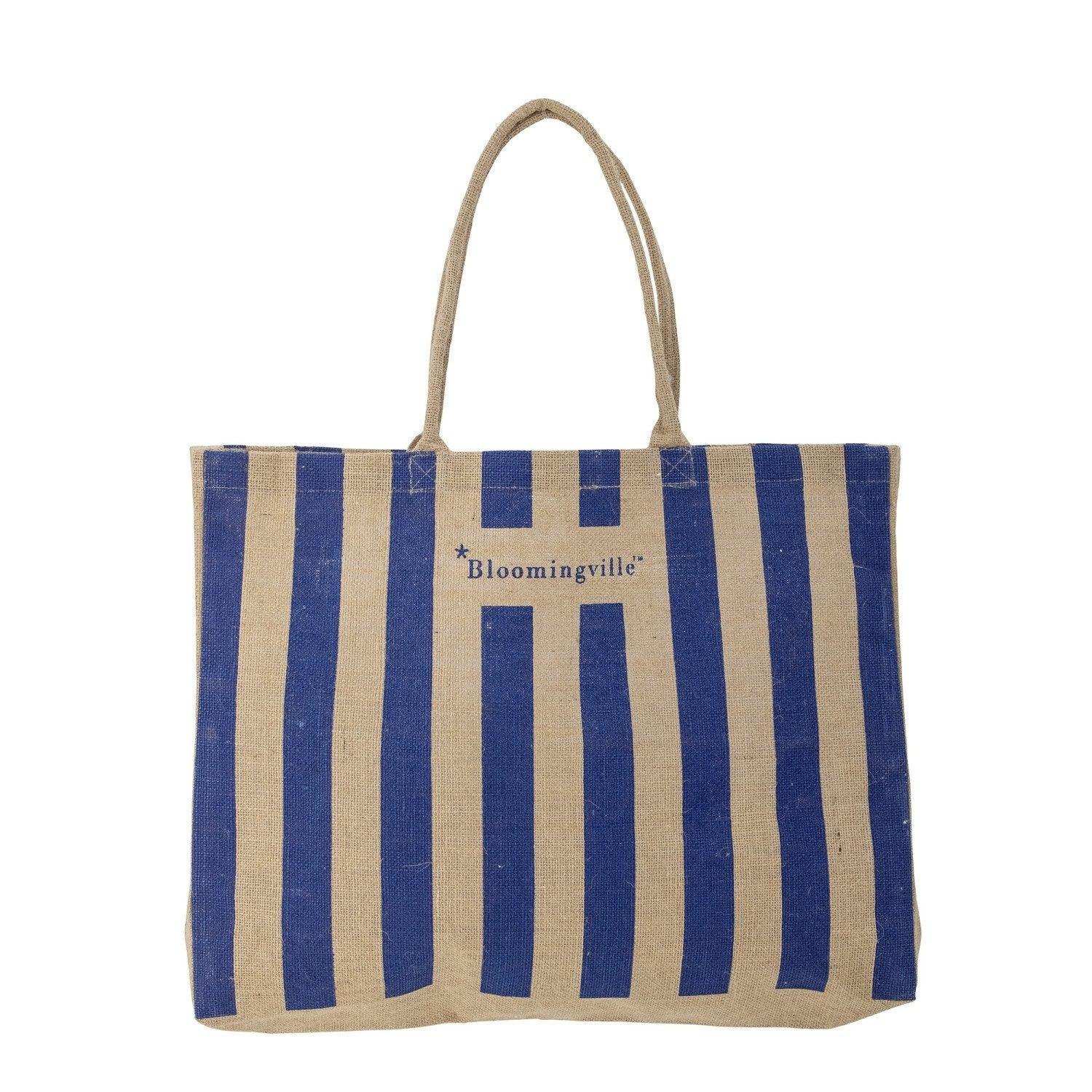 Bloomingville Bergamo Shopper Tasche blau Jute