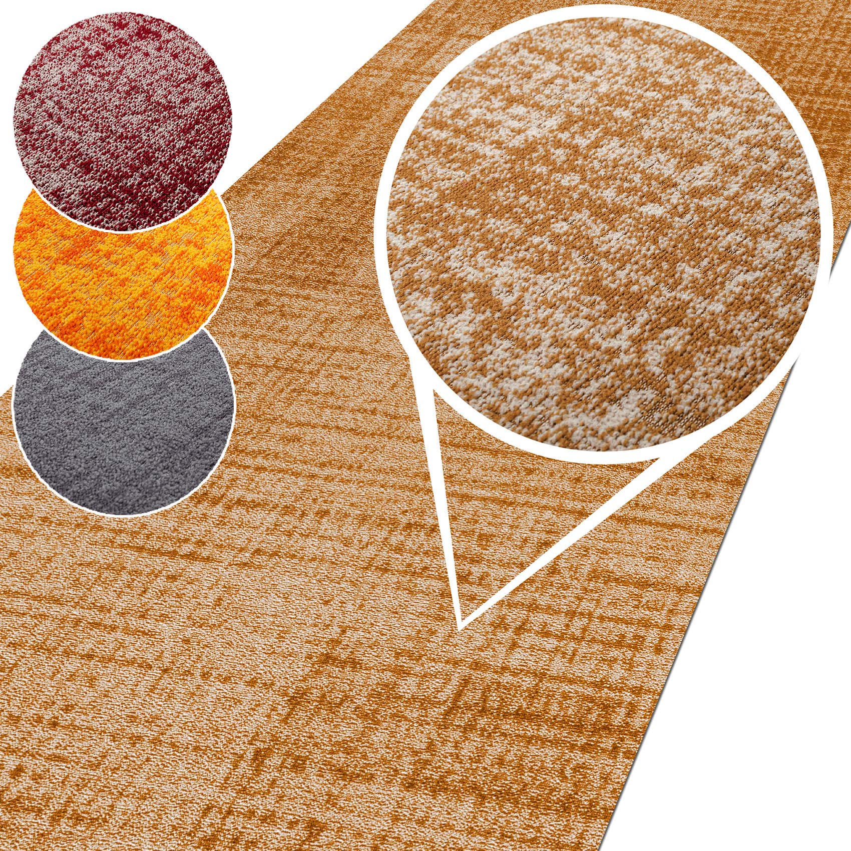 Teppich Teppichläufer Läufer Wohnzimmer Küchenteppich Küchenläufer Läufer Flur Meterware Velours rutschfest Anton 67cm Gelb 100cm
