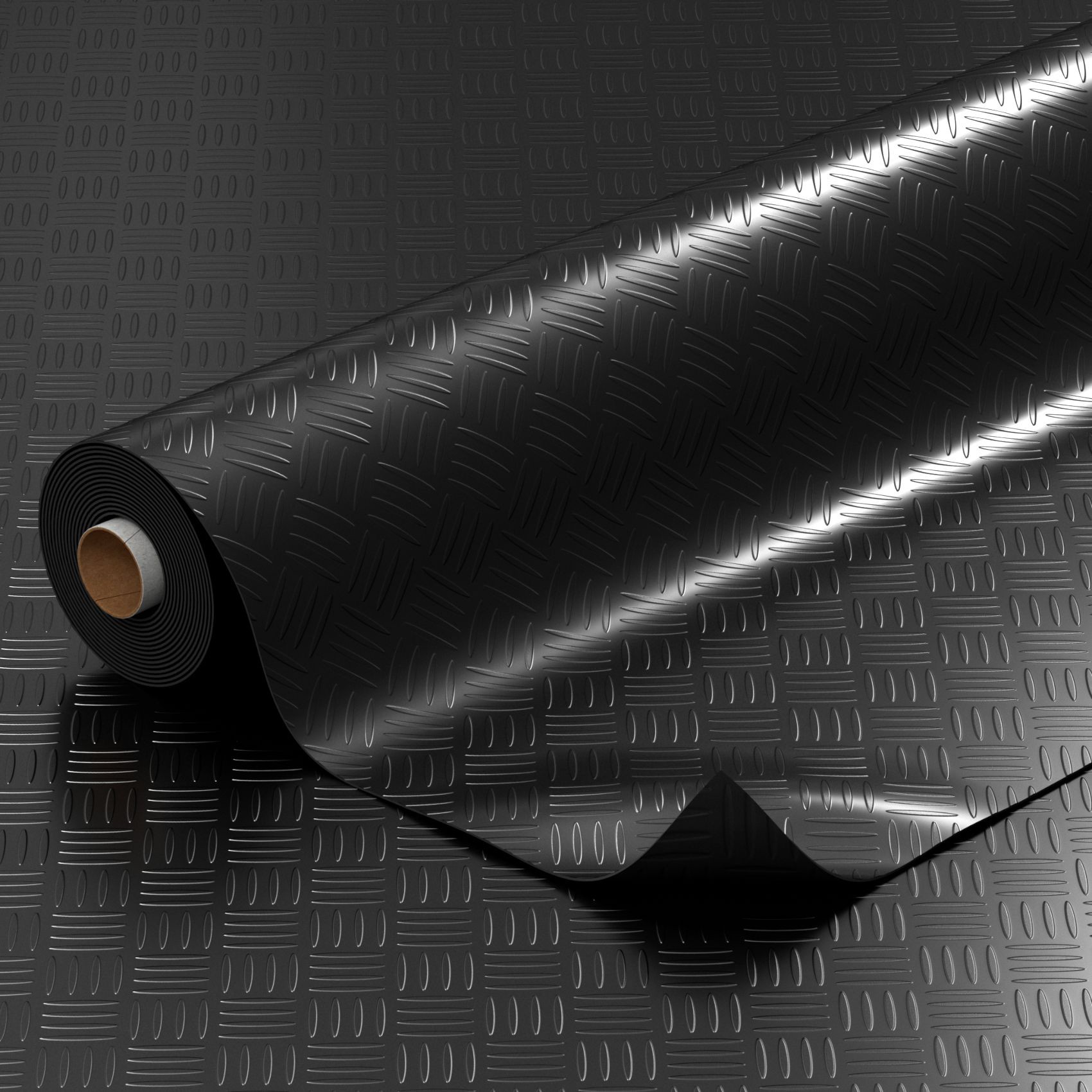 PVC Bodenbelag Vinylboden Meterware Riffelblech Tränenblechoptik Schwarz 1mm 140cm Breite Antirutschmatte 100x140cm