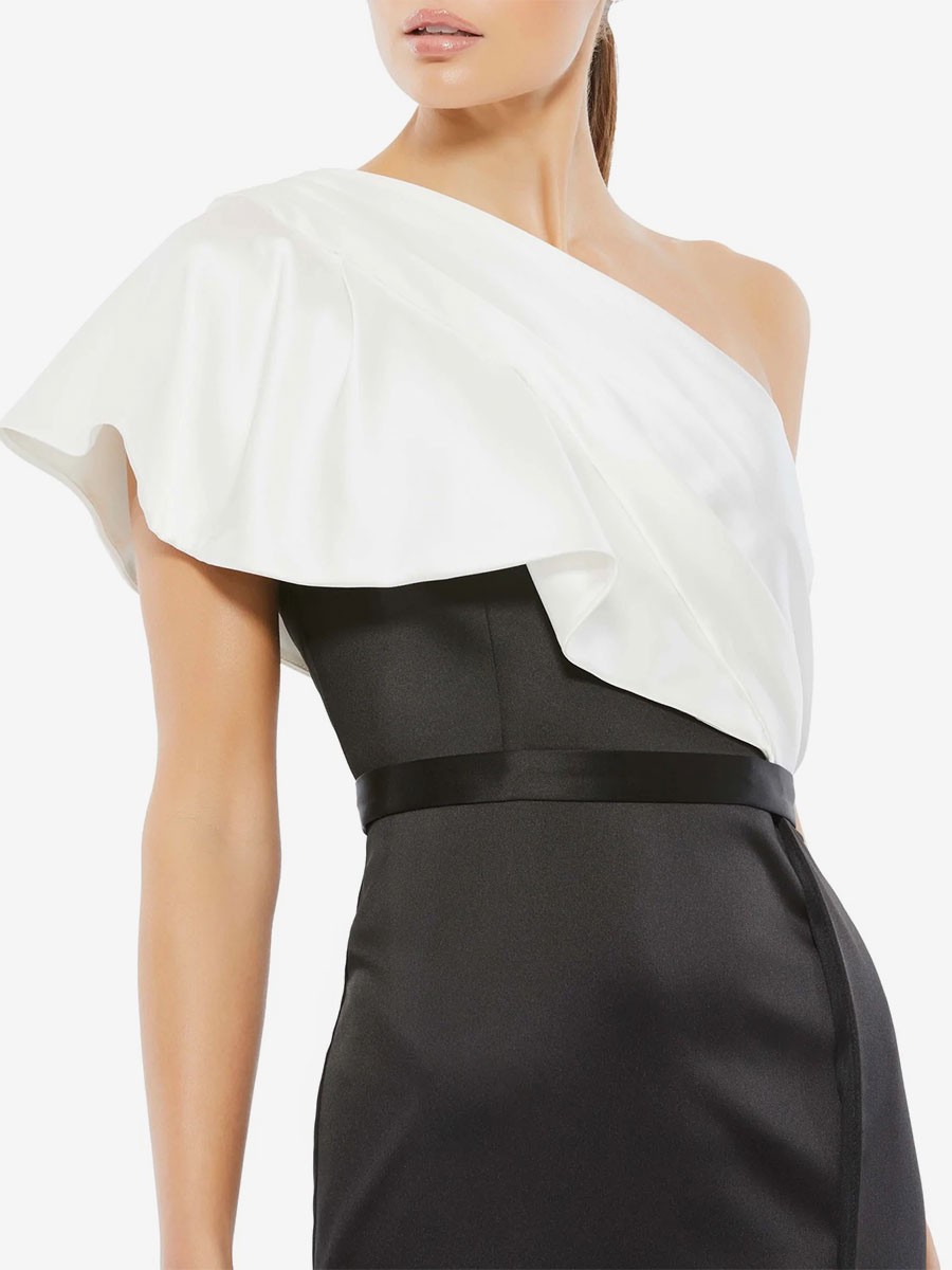 Abendkleid 2025 Meerjungfrau One-Shoulder mit Schleppe ärmellos Reißverschluss vorne geteilt Geburtstag formelle Partykleider Kostenlose Anpassung