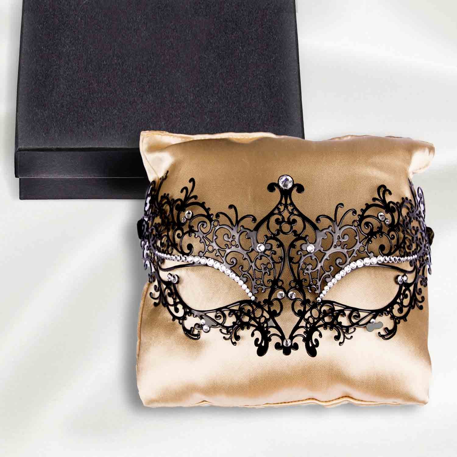Escora Edle venezianische Maske mit Swarovski-Steinchen in der Diamor Geschenkbox