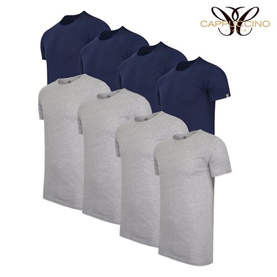Cappuccino Italia – Herren-T-Shirt (4er-Pack) – Blau oder Grau