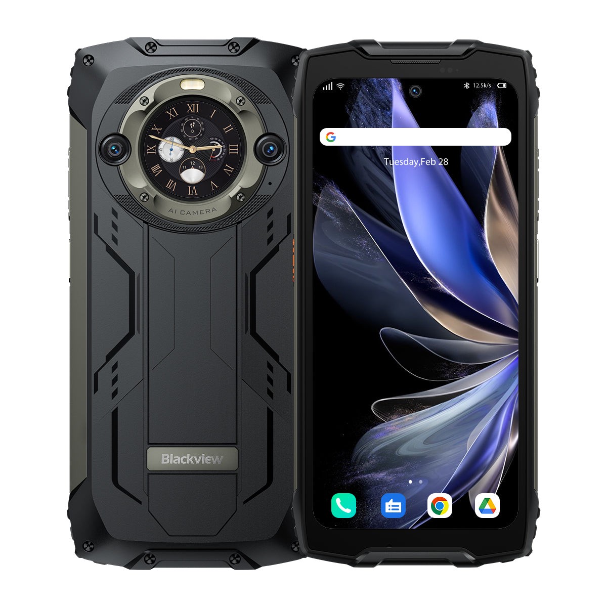 Blackview BV9300 Pro - Écran principal de 6,7 pouces et écran secondaire rond de 1,3 pouces Lampe de poche 100LM intégrée 8/12 Go + 256 Go 15080 mAh 4G Smartphone robuste, 12 Go + 256 Go / Noir