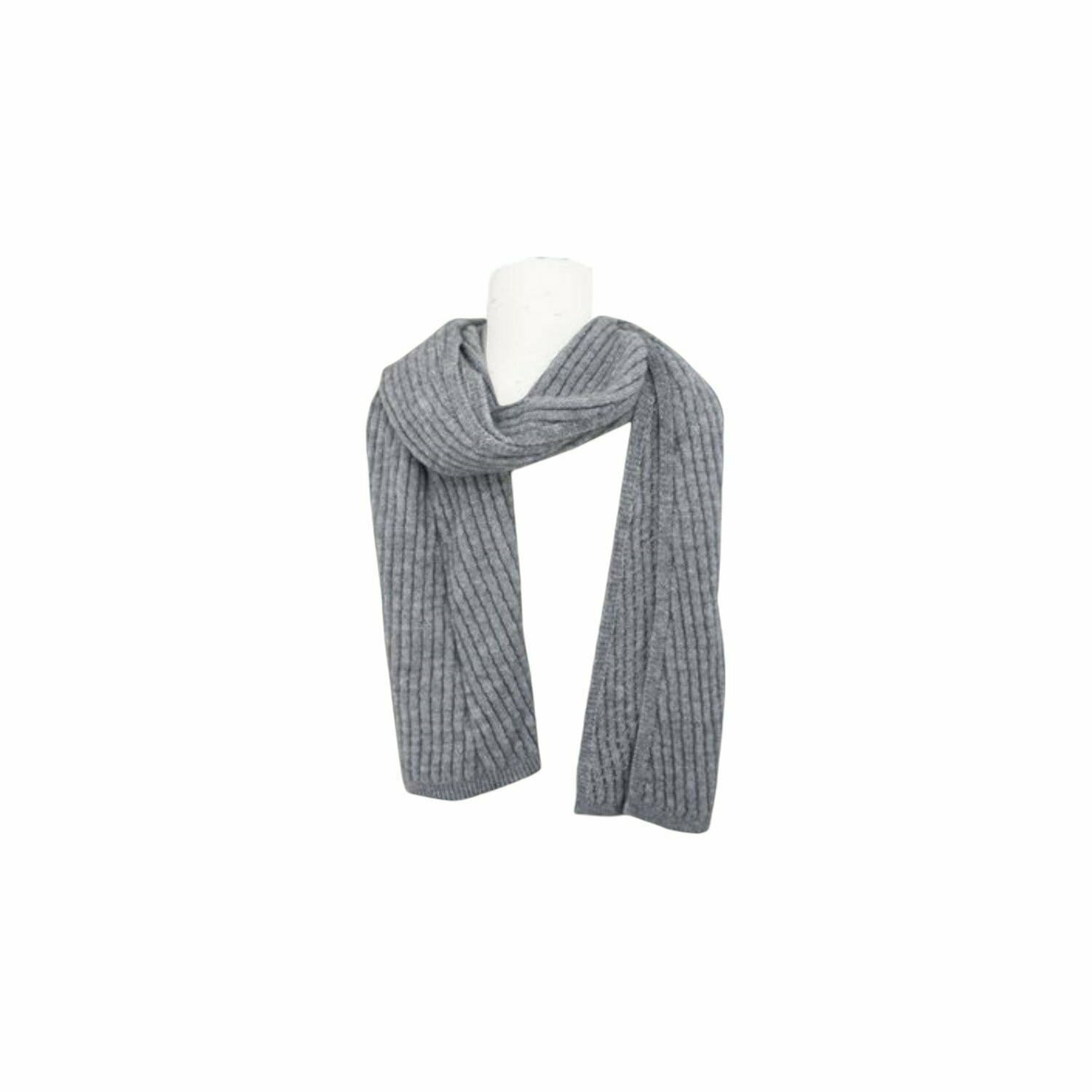 Herren Schal Alpaka Touch » Gerippter Herrenschal mit Wendeoptik » Winter Halstuch Doppelseitig » Strickschal 180x21cm - Hellgrau