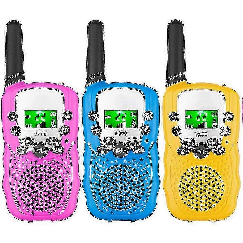 Kids Walkie Talkie 3-Pack, 3 Mile Long Range, with Backlit LCD Flashlight for Kids Ages 3-12, 2-Way Radio Toys for Boys and Girls yellow