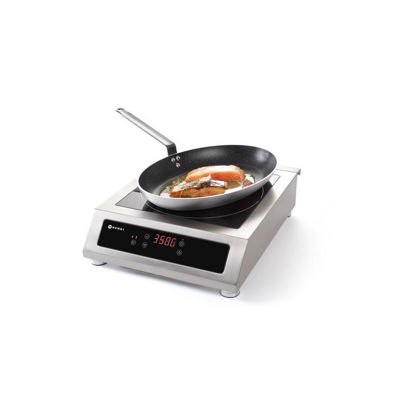 HENDI Induktionskocher Profi Line digital 39 x 39 x 12 cm elektrisch 3500 W, Gastro Edelstahl Kochplatte Induktionsherd