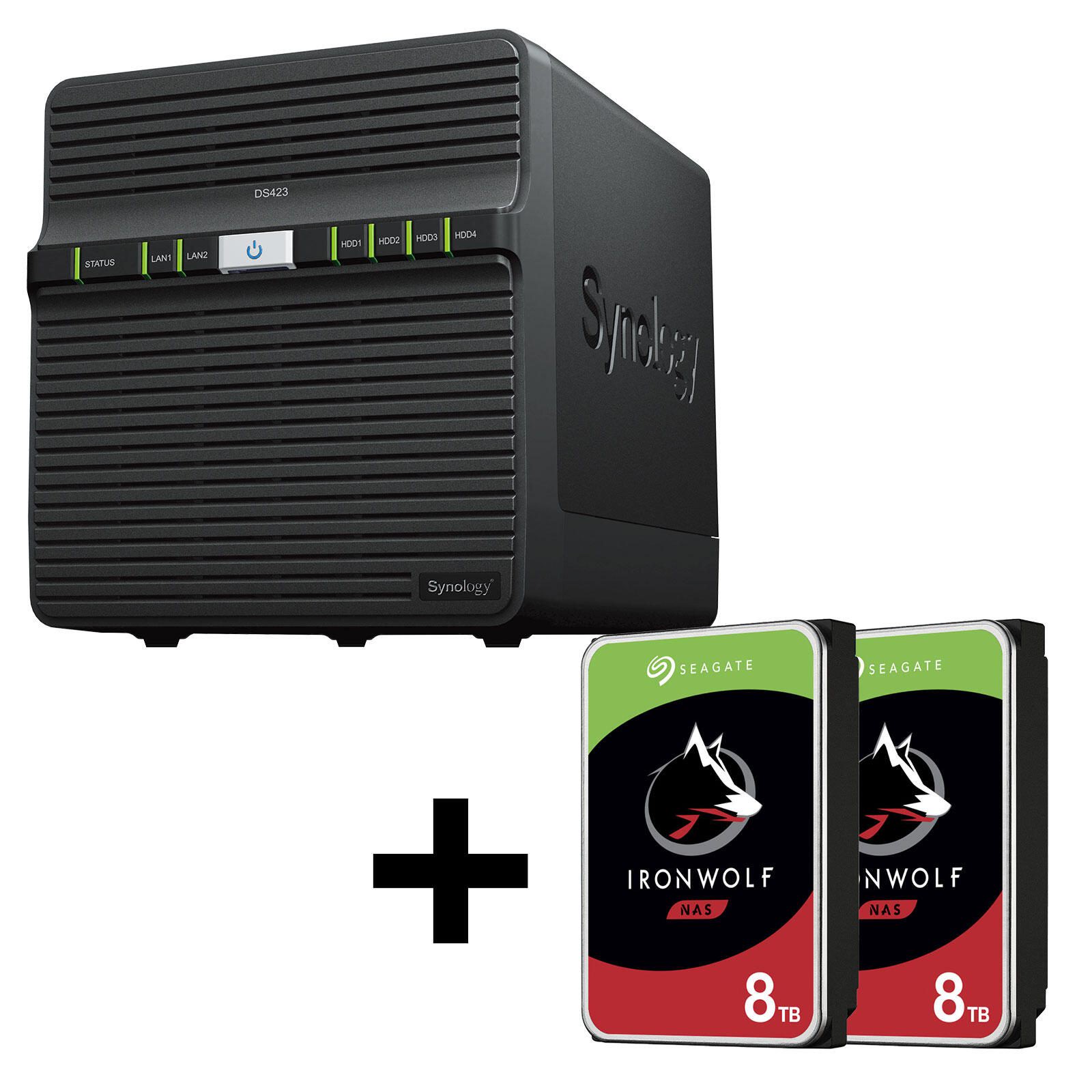 Synology DiskStation DS423 4 Einschübe NAS-Server Leergehäuse + 2x Seagate Ironwolf SATA 3.5