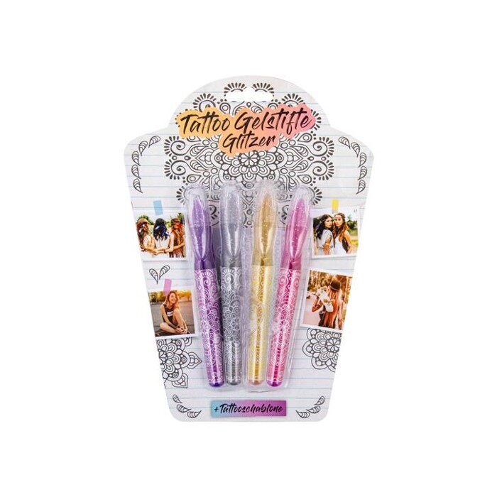 Tattoo Gelstifte Glitzer 4er Set mehrere Farben