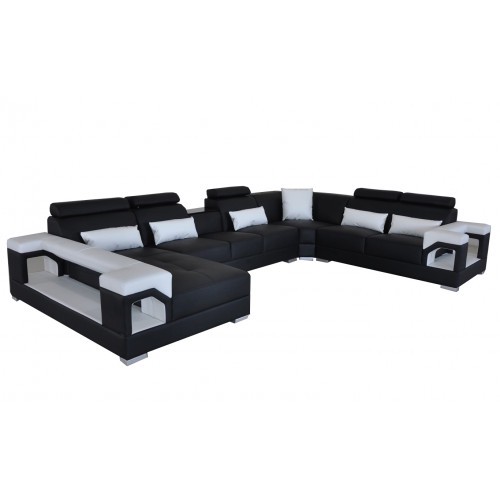 Komplett Set Kissen Ledersofa Wohnlandschaft Ecksofa Garnitur Modern Sofa USB