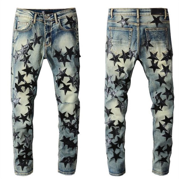 Mens Jeans designer jeans Distressed Ripped Biker Slim Fit street wear Motorcycle Bikers Denim Hole Streetwear Style luxury small straight Star p