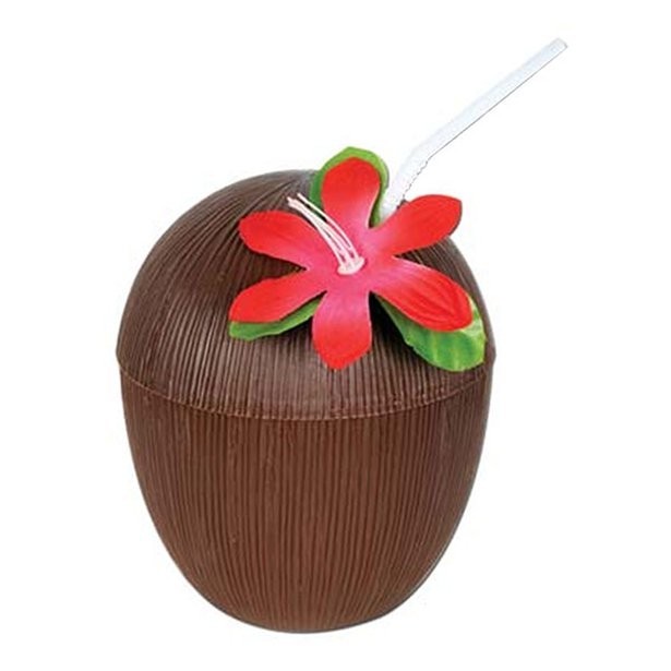 Kokosnuss Becher Luau mit Deckel und Trinkhalm 530ml | Wir machen Party.de |
