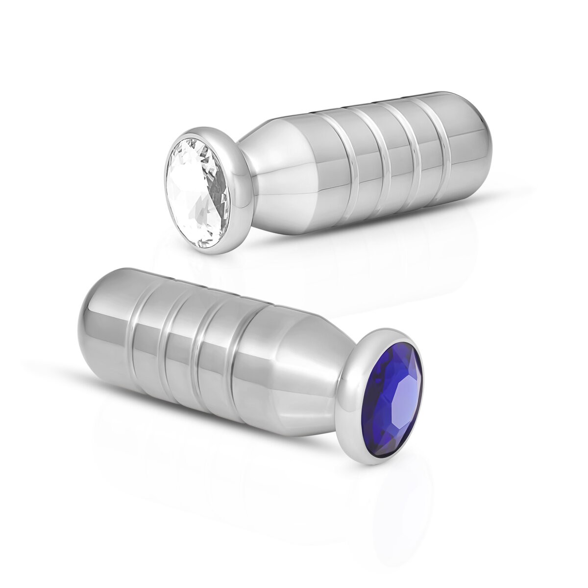 Eleganter Edelstahl-Analplug mit Schmuckstein aus Edelstahl in Gr. M, Farbe Klar