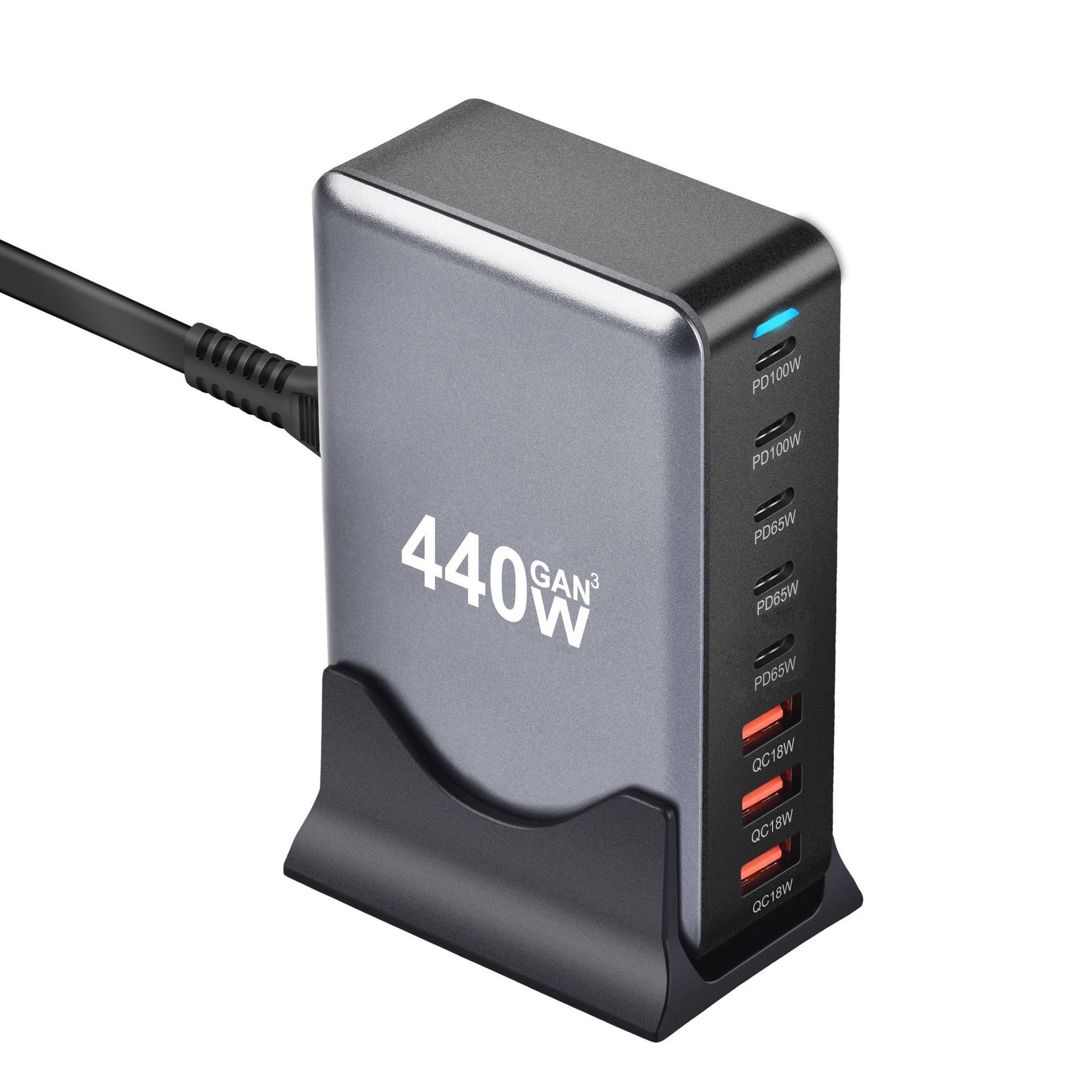 High Efficiency 440W GaN PD Desktop Charger - Versatile Multifunctional Adapter