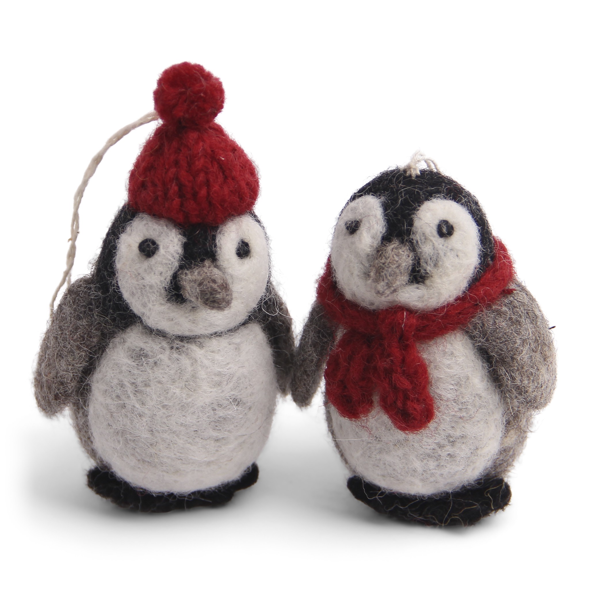 Pinguin 2 Stück mit Schal und Mütze Filz, 8 cm 
