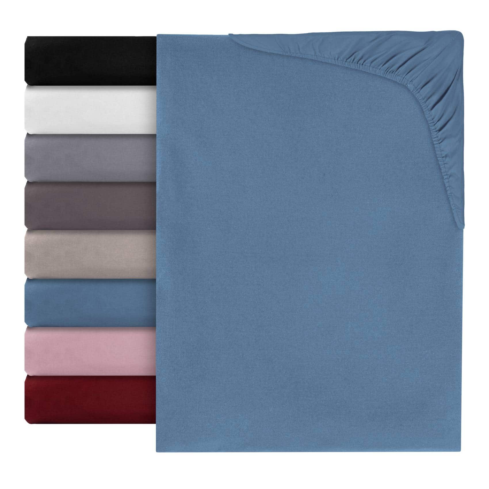 Spannbettlaken Bettlaken Spannbetttuch Spannbetttücher 4 Größen Blau 90x200cm