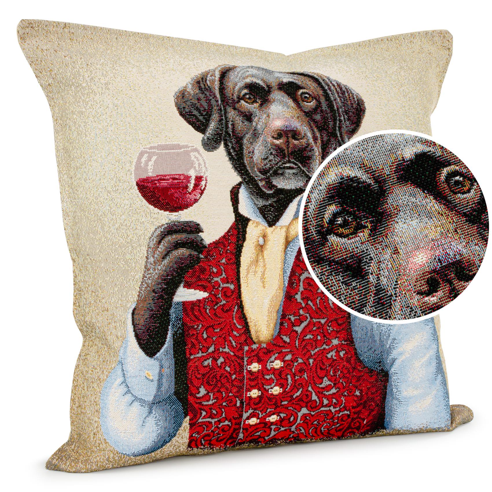 Kissenhülle Gobelin Kissen Jacquard Sofakissen Dekokissen mit & ohne Füllung 45x45cm Labrador 45x45cm Ohne Füllung