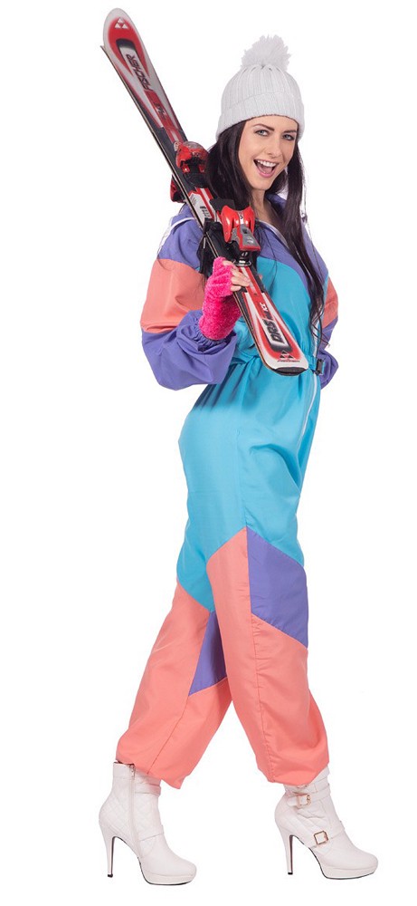 Retro Ski Anzug für Damen | 38 - Blau  | Wir machen Party.de |